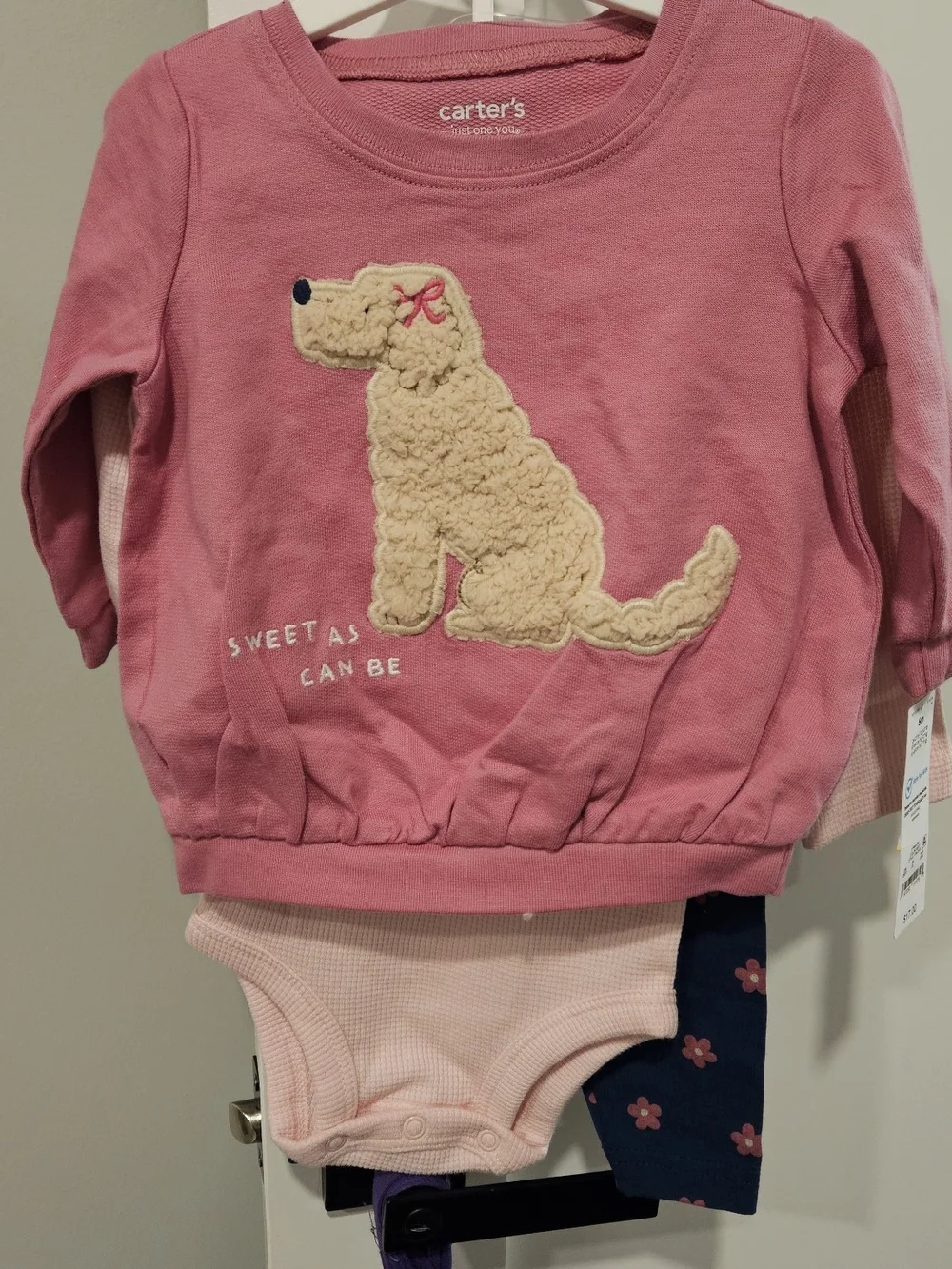 NWT Carter’s Baby Girl 3-Piece Puppy Outfit Set Pink Floral 6M
